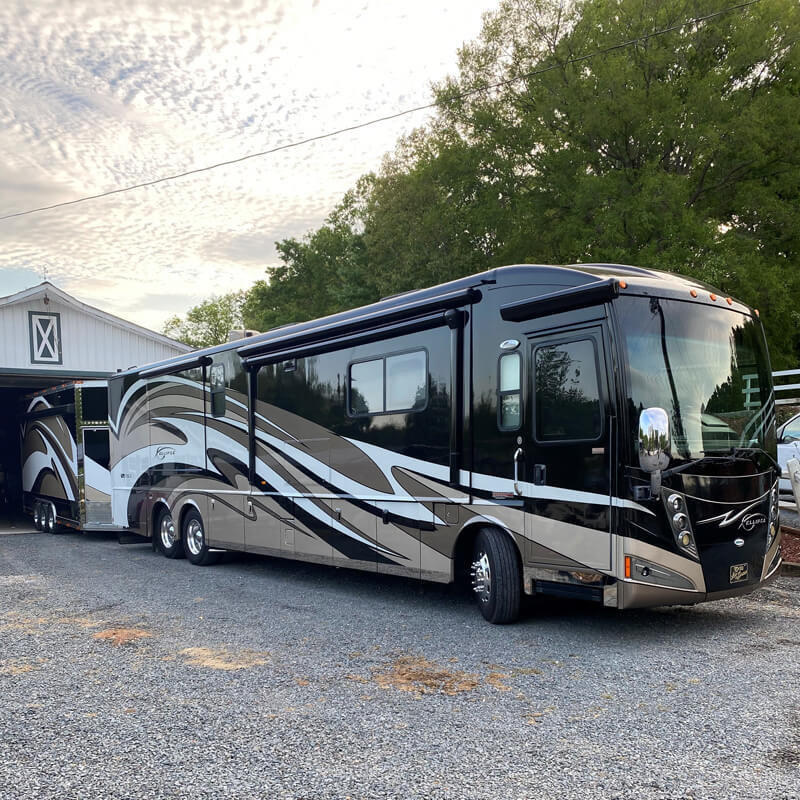 Brown And White Rv